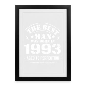 Né(e) en 1993 Date de naissance 1993 - 32 ans Rétro - Affiche encadrée (27 × 37 cm) - noir - Devant
