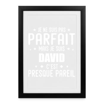 David : authentique, imparfait, top, perfection - Affiche encadrée (27 × 37 cm) - noir - Devant