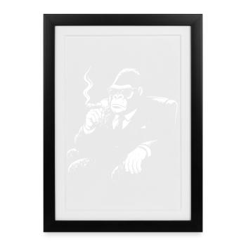 Noir Monkey in Suit Smoking - Framed poster (27 × 37 cm) - black - Front