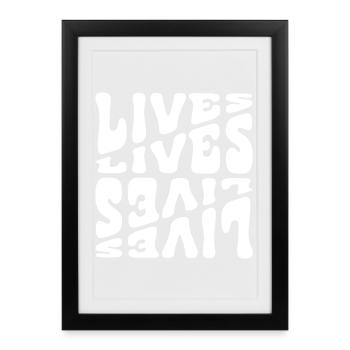 Texte des motifs de la vie vivante - Affiche encadrée (27 × 37 cm) - noir - Devant