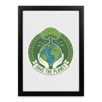 Sauvez la planète Eco Jour de la Terre Nature Design - Affiche encadrée (27 × 37 cm) - noir - Devant