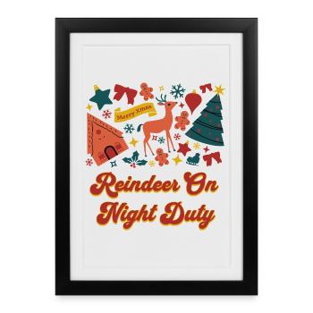 Christmas Outfit with Reindeer and Santa Claus - Framed poster (27 × 37 cm) - black - Front