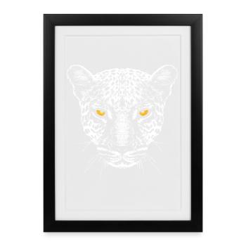 Léopard / Tête / Yeux - Affiche encadrée (27 × 37 cm) - noir - Devant