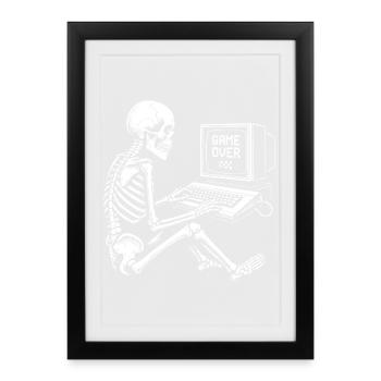 Skeleton Gamer sur console - Affiche encadrée (27 × 37 cm) - noir - Devant