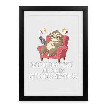 Energy mode sloth in relax - Framed poster (27 × 37 cm) - black - Front