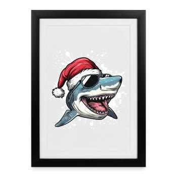 Requin Noël Drôle Noël - Affiche encadrée (27 × 37 cm) - noir - Devant
