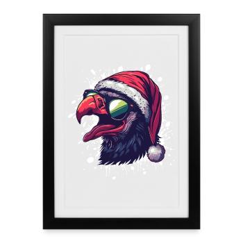 Harpie oiseau Noël drôle d’aigle - Affiche encadrée (27 × 37 cm) - noir - Devant