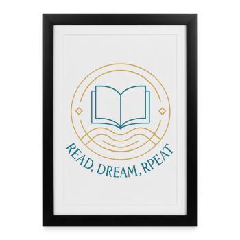 Lire. Rêve. Réessayez. - Affiche encadrée (27 × 37 cm) - noir - Devant