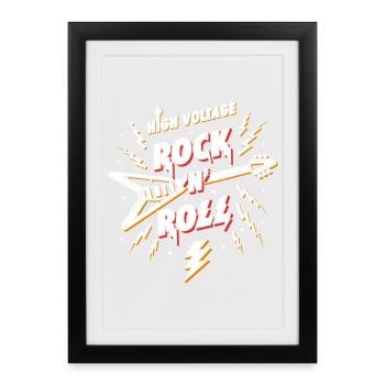 High Voltage Rock N Roll Guitar - Framed poster (27 × 37 cm) - black - Front