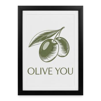 Olive You – Minimaliste propre - Affiche encadrée (27 × 37 cm) - noir - Devant
