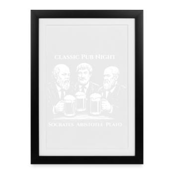 Philosophers Pub Night: Socrates Aristotle Plato - Framed poster (27 × 37 cm) - black - Front