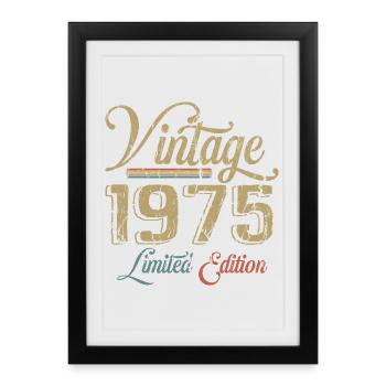 Vintage 1975 Édition limitée Naissance Millésime 1975 - Affiche encadrée (27 × 37 cm) - noir - Devant