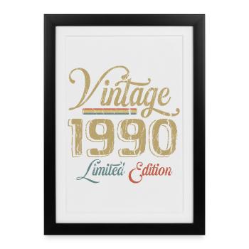 Vintage 1990 Édition limitée Naissance Année 1990 - Affiche encadrée (27 × 37 cm) - noir - Devant