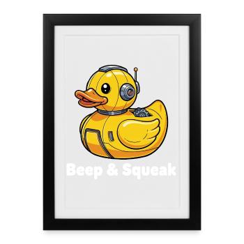 Beep & Squeak Robot Duck - Framed poster (27 × 37 cm) - black - Front