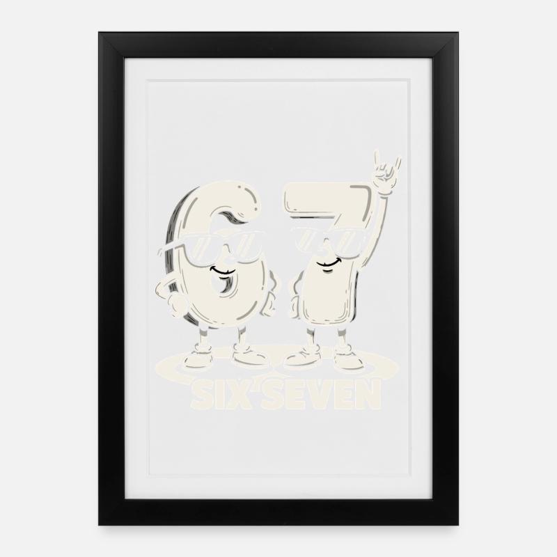 67 Six Seven meme 6 7 - Retro Rock Musik Geschenk - Gerahmtes Poster (27 × 37 cm) - Schwarz