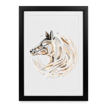 Circular Horse Head Illustration - Framed poster (27 × 37 cm) - black - Front