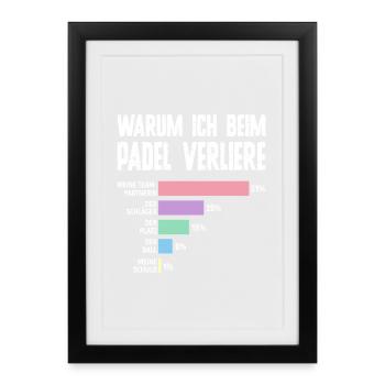 Bad Loser - Padel Humor for Women - Framed poster (27 × 37 cm) - black - Front