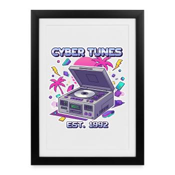 Cyber Tunes 1992 – Retro CD Player Design - Framed poster (27 × 37 cm) - black - Front