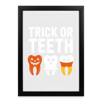 Trick or Teeth Halloween Tee - Framed poster (27 × 37 cm) - black - Front