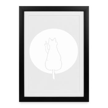Chat chats chaton chat doigt d’honneur - Affiche encadrée (27 × 37 cm) - noir - Devant