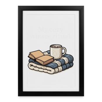 Mon cadeau de couvertures de café pour mon rituel hivernal douillet - Affiche encadrée (27 × 37 cm) - noir - Devant