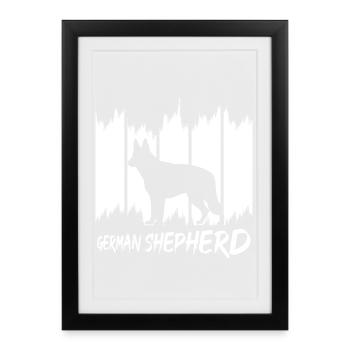 Berger allemand - Affiche encadrée (27 × 37 cm) - noir - Devant