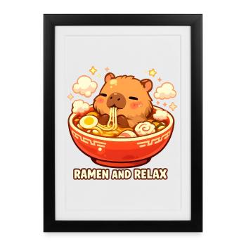 Ramen et détendez-vous - Affiche encadrée (27 × 37 cm) - noir - Devant