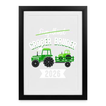 Big Brother Tractor 2026 Pregnancy Baby - Framed poster (27 × 37 cm) - black - Front