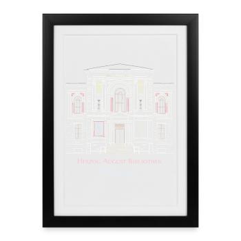 Wolfenbüttel, library hand-drawn - Framed poster (27 × 37 cm) - black - Front