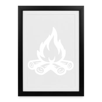 Flamme symbolique du feu de camp - Affiche encadrée (27 × 37 cm) - noir - Devant
