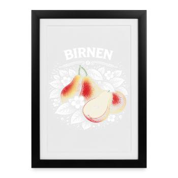 Magie de poire dans une couronne de fleurs - Affiche encadrée (27 × 37 cm) - noir - Devant