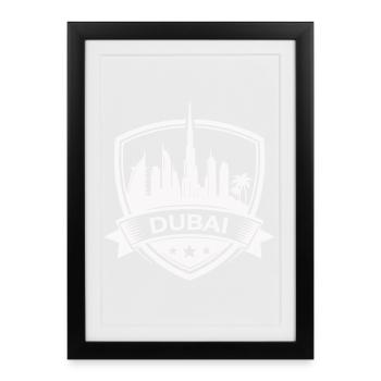 Dubai Skyline Badge Sign - Framed poster (27 × 37 cm) - black - Front