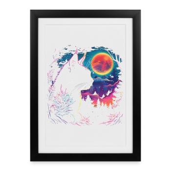 Cat sleep in neon night - Framed poster (27 × 37 cm) - black - Front