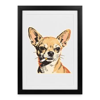 Smoking Chihuahua: Funny Dog Meme Design - Framed poster (27 × 37 cm) - black - Front