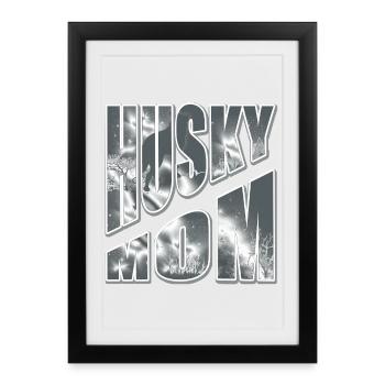 Husky Mom in the Snow - Framed poster (27 × 37 cm) - black - Front