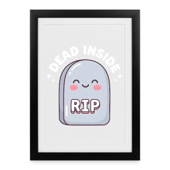 Charmant design de pierres tombales RIP - Affiche encadrée (27 × 37 cm) - noir - Devant