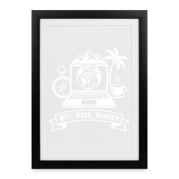 WLAN Wanderlust Laptop Design - Framed poster (27 × 37 cm) - black - Front