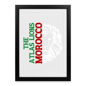 Typographie verticale du Maroc avec AtlasLion - Affiche encadrée (27 × 37 cm) - noir - Devant