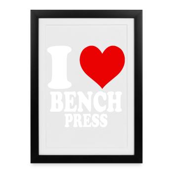 J’adore le développé couché, la salle de sport, le bodybuilding, le fitness - Affiche encadrée (27 × 37 cm) - noir - Devant