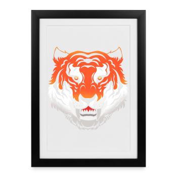 Prehistoric saber-toothed tiger - Framed poster (27 × 37 cm) - black - Front