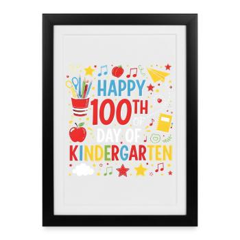 100 jours de maternelle Joyeux 100e jour d’école - Affiche encadrée (27 × 37 cm) - noir - Devant