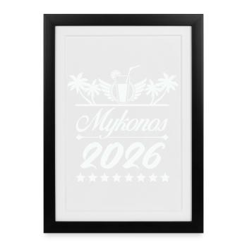 Logo plage Mykonos 2026 - Affiche encadrée (27 × 37 cm) - noir - Devant