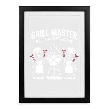 Duo Chef Ours Maître Grill - Affiche encadrée (27 × 37 cm) - noir - Devant