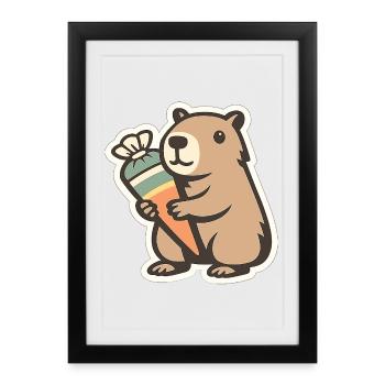 Capybara School Child – 1st Grade - Framed poster (27 × 37 cm) - black - Front