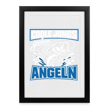 Cool Guys Go Fishing - Framed poster (27 × 37 cm) - black - Front