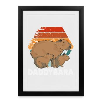 Retro Daddy Bara Capybaras Niedlich Lustig Tier - Gerahmtes Poster (27 × 37 cm) - Schwarz - Vorne