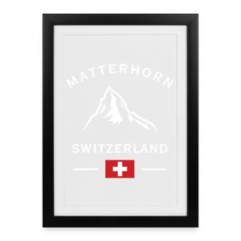 Logo des Alpes du Cervin en Suisse - Affiche encadrée (27 × 37 cm) - noir - Devant