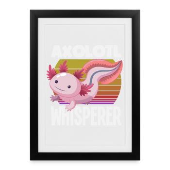 Mignon Axolotl Kawaii Amoureux des Axolotls - Affiche encadrée (27 × 37 cm) - noir - Devant