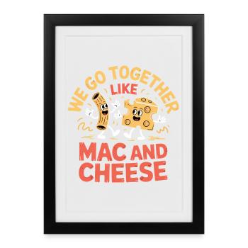 Design du couple de meilleurs amis macaronis au fromage - Affiche encadrée (27 × 37 cm) - noir - Devant