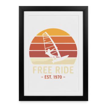 T-shirt de planche à voile, sweat à capuche, sac, gobelet, casquette - Affiche encadrée (27 × 37 cm) - noir - Devant